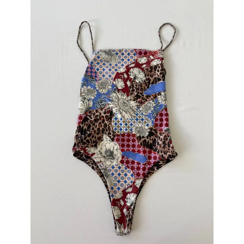 Agua Bendita One Piece Reversible Kali Quilt Animal Print size S NWT *Imperfect